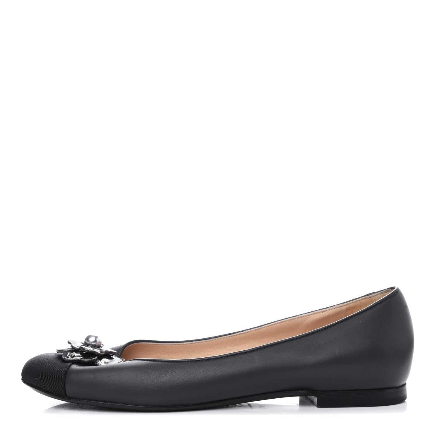 Chanel Lambskin Grosgrain Camellia Ballerina Flats 39.5 Black 1 of 10