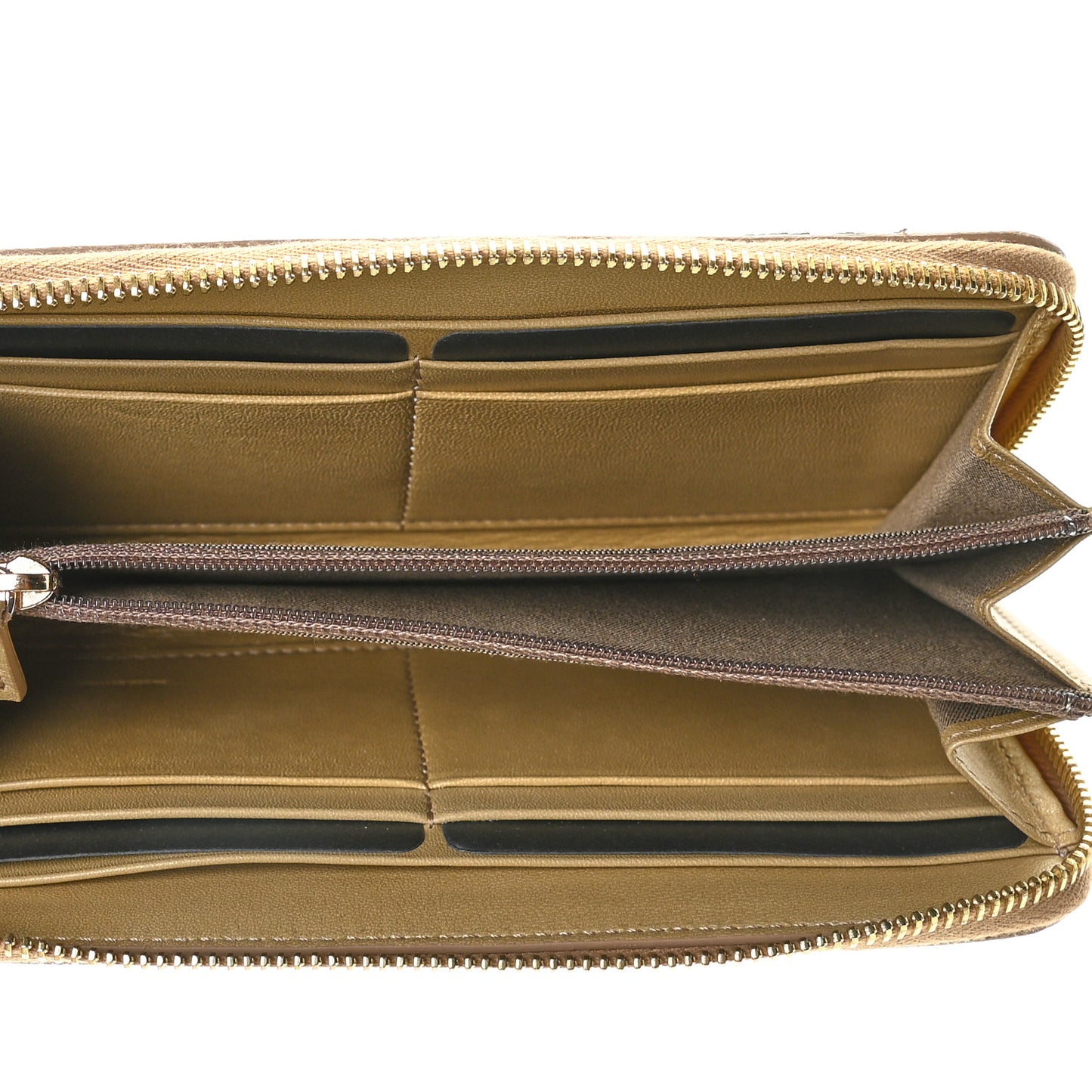 Vitello Birkin Logo Zip Around Wallet Gold