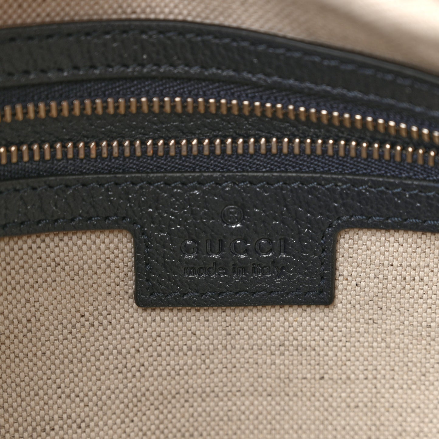 GG Supreme Monogram Textured Calfskin Web Large Attache Shoulder Bag Beige Blue