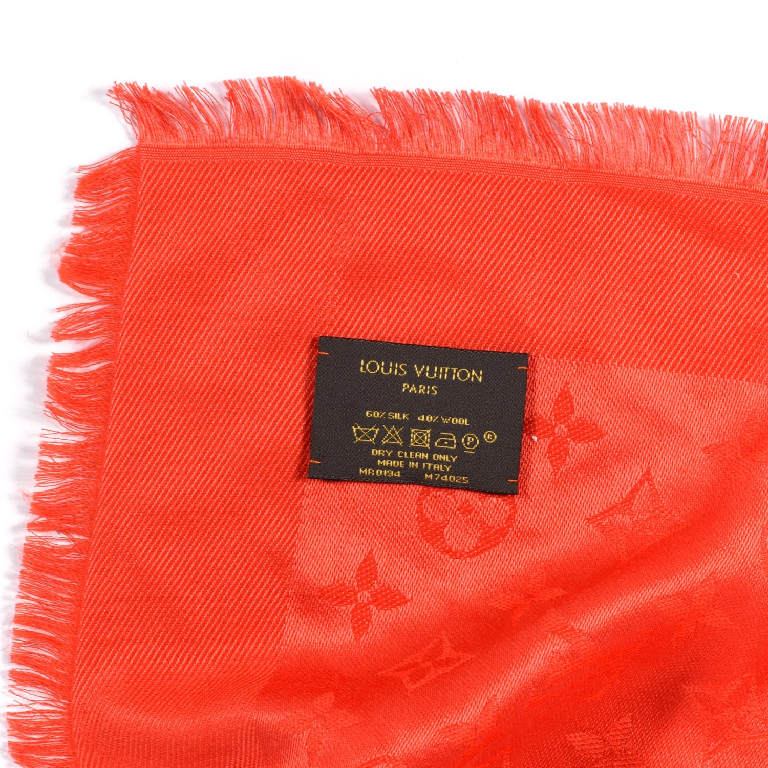 Louis Vuitton Silk Wool Monogram Shawl Coquelicot 3 of 3