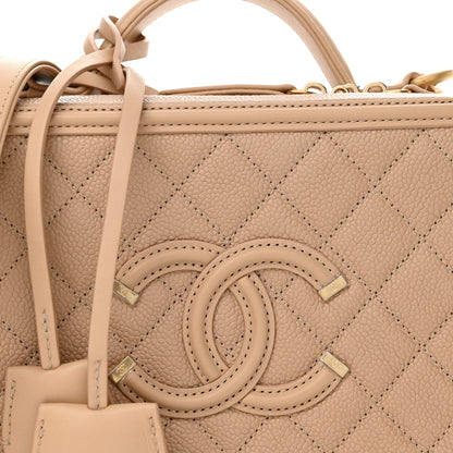 Chanel Caviar Quilted Medium CC Filigree Vanity Case Beige 8 of 10