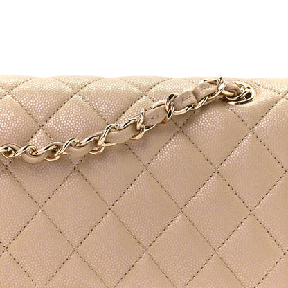Chanel Iridescent Caviar Quilted Medium Double Flap Dark Beige 8 of 10