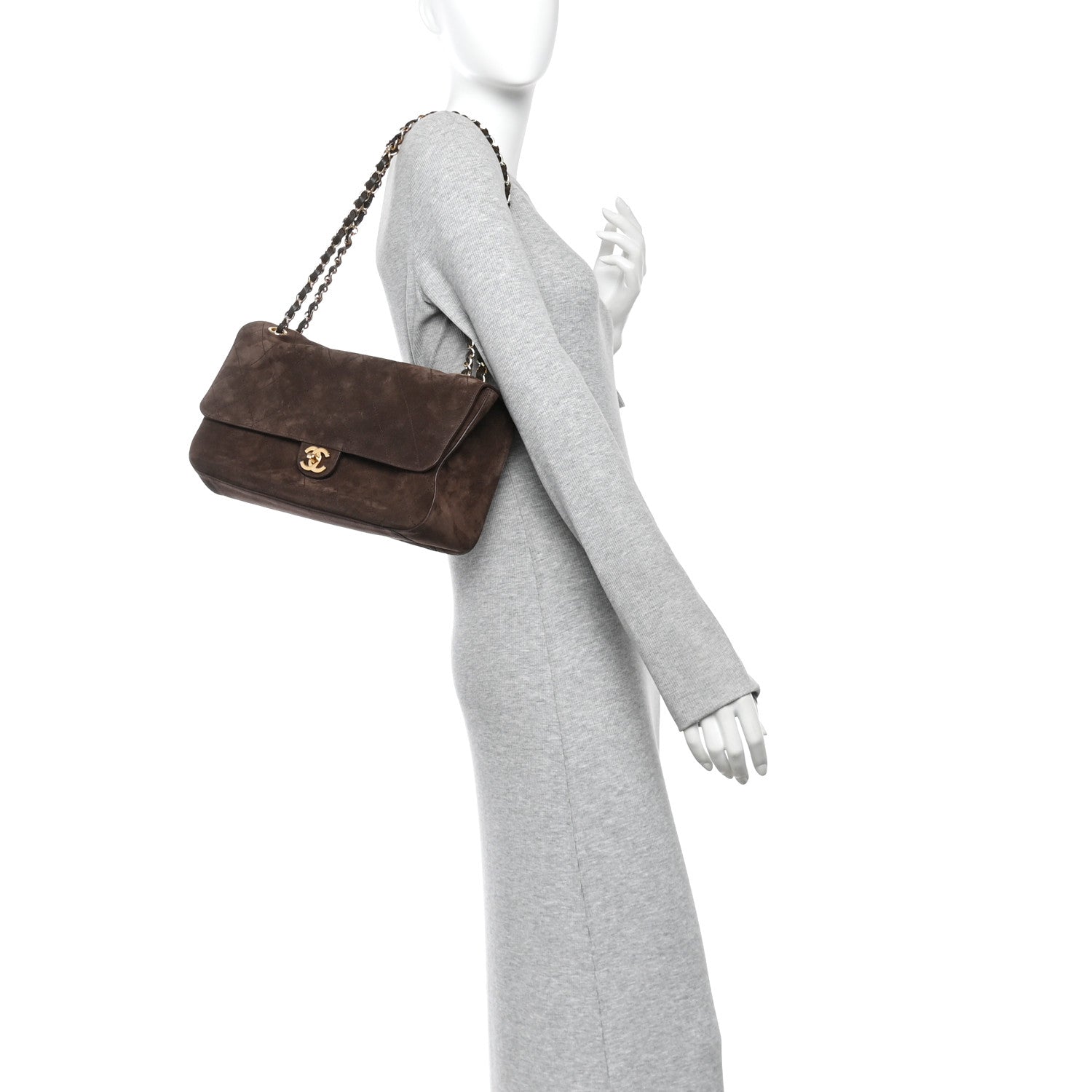 Chanel Suede Calfskin Small Souplissimo Maxi Flap Dark Brown 2 of 10