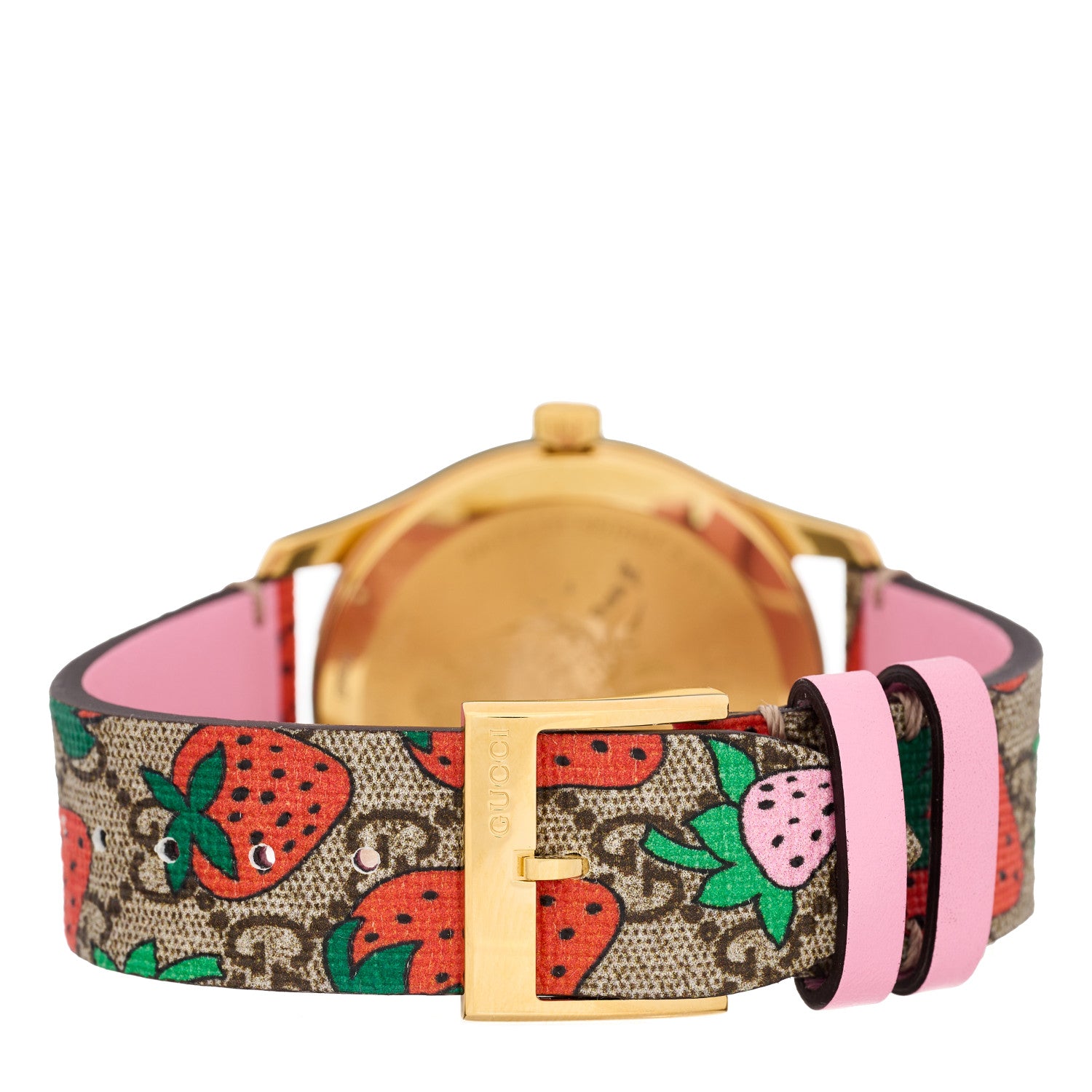 Gucci Stainless Steel Canvas 38mm G-Timeless GG Supreme Strawberry Quartz Watch Brown 3 of 4