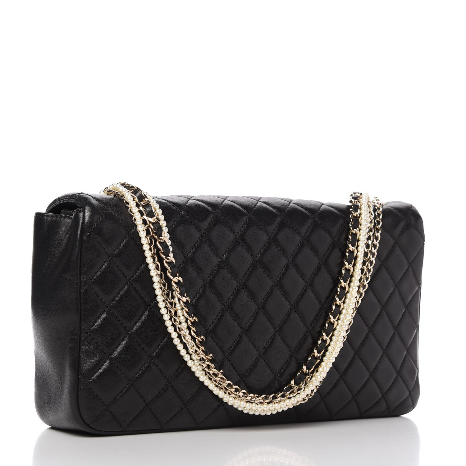 Chanel Lambskin Quilted Medium Westminster Pearl Flap Black 3 of 10