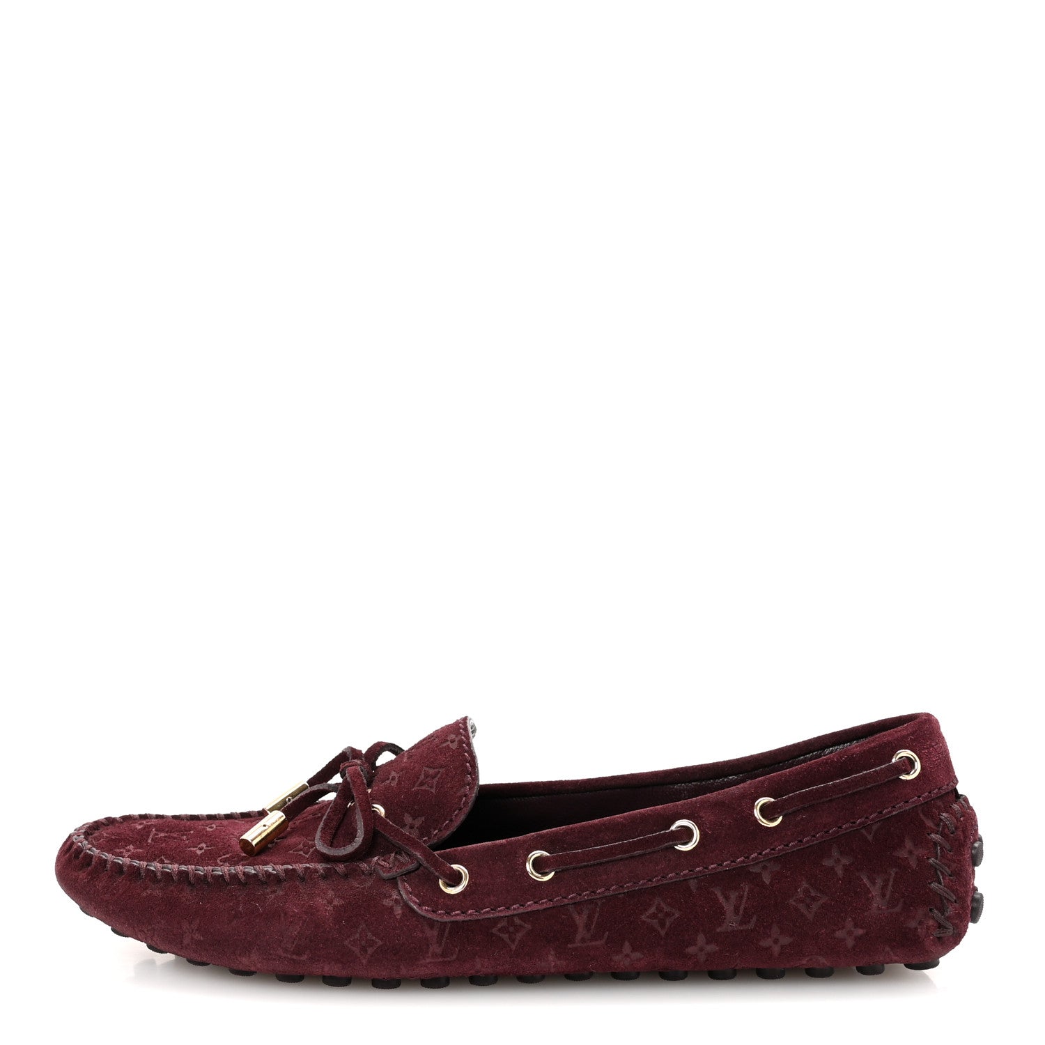 Louis Vuitton Suede Monogram Gloria Loafers 37.5 Prune 1 of 9