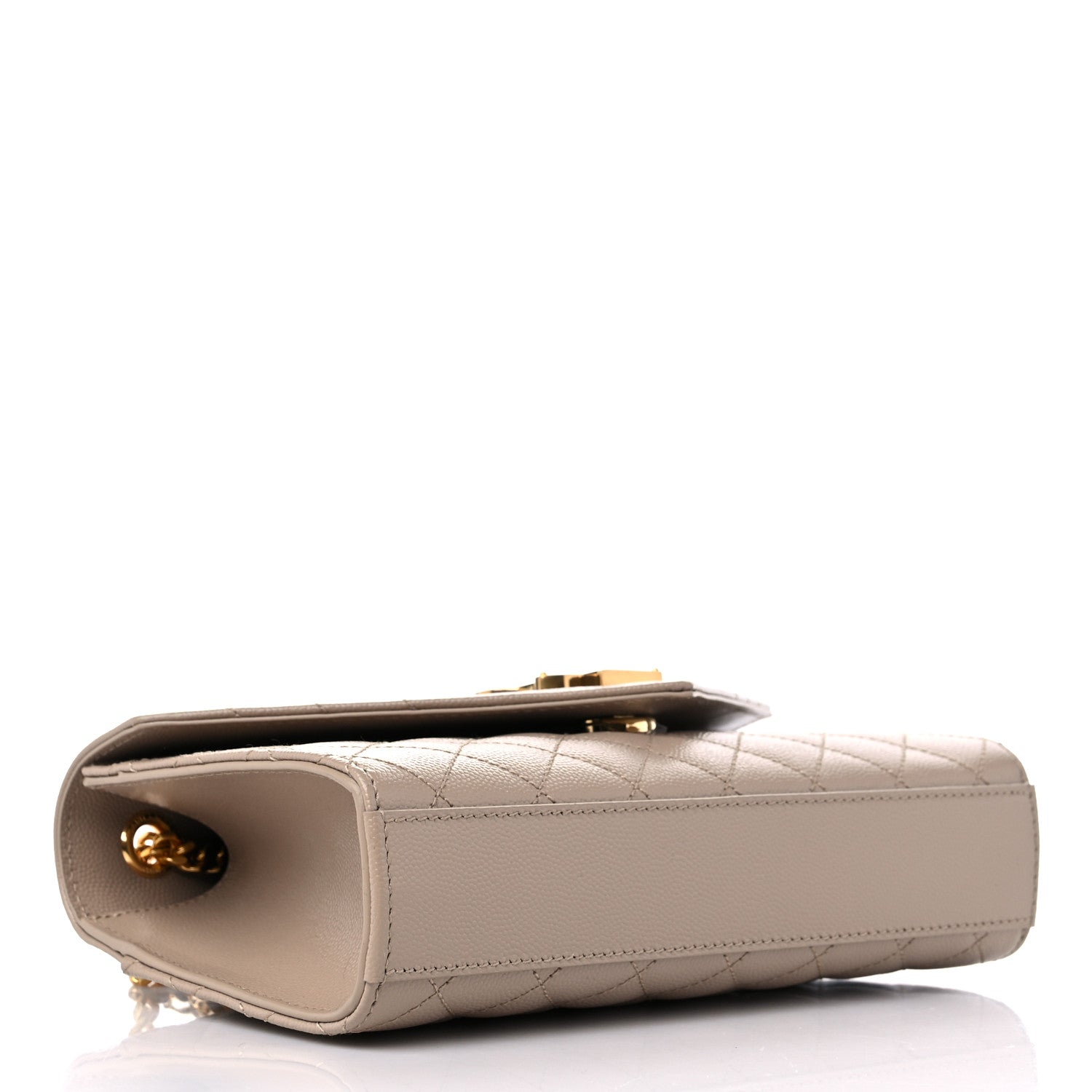 Saint Laurent Grain De Poudre Textured Mixed Matelasse Triquilt Small Monogram Satchel Dark Beige 4 of 9
