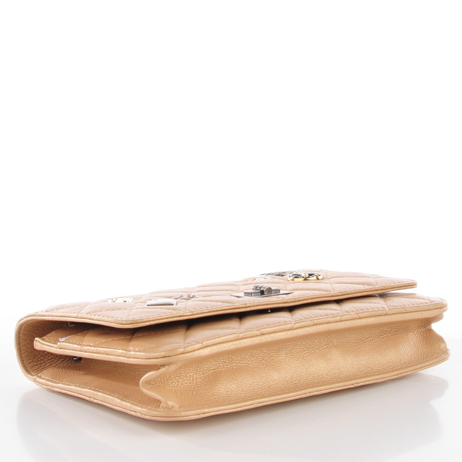 Chanel Aged Calfskin Lucky Charms Casino 2.55 Reissue Wallet on Chain WOC Gold 4 of 9