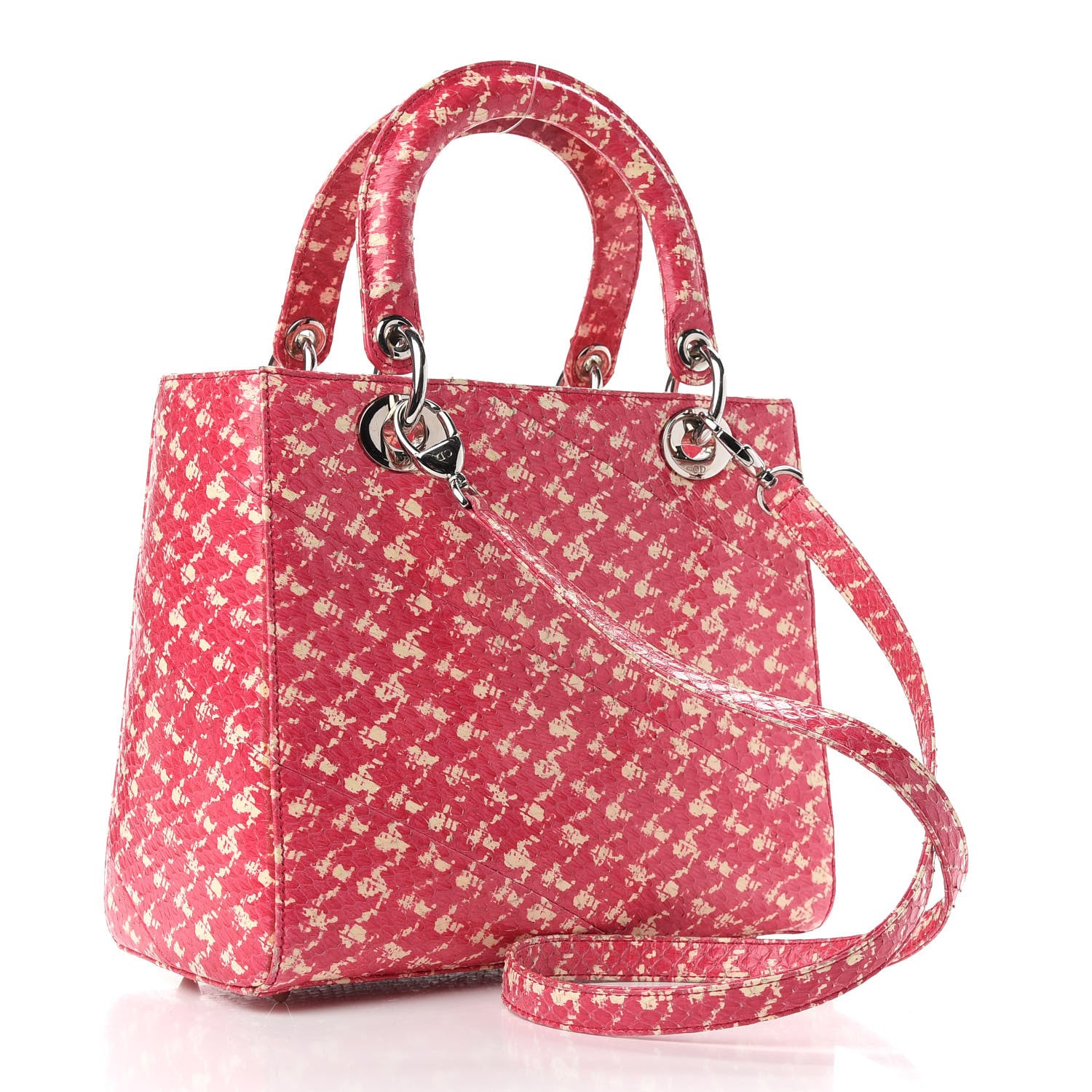 Christian Dior Snakeskin Medium Lady Dior Pink White 2 of 11