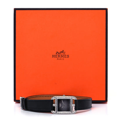 Hermes Stainless Steel Barenia 23mm Cape Cod Martelee Double Tour Quartz Watch Noir 5 of 5
