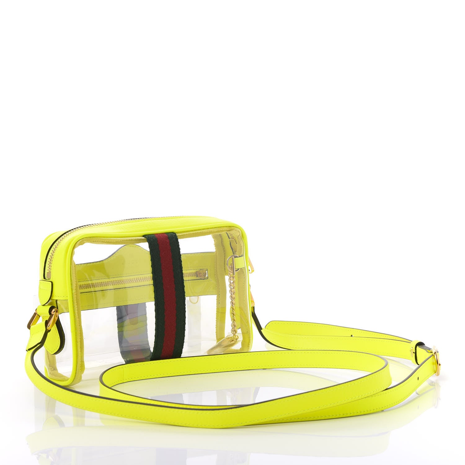 Gucci Vinyl Web Mini Ophidia Transparent Shoulder Bag Yellow Fluo 2 of 8