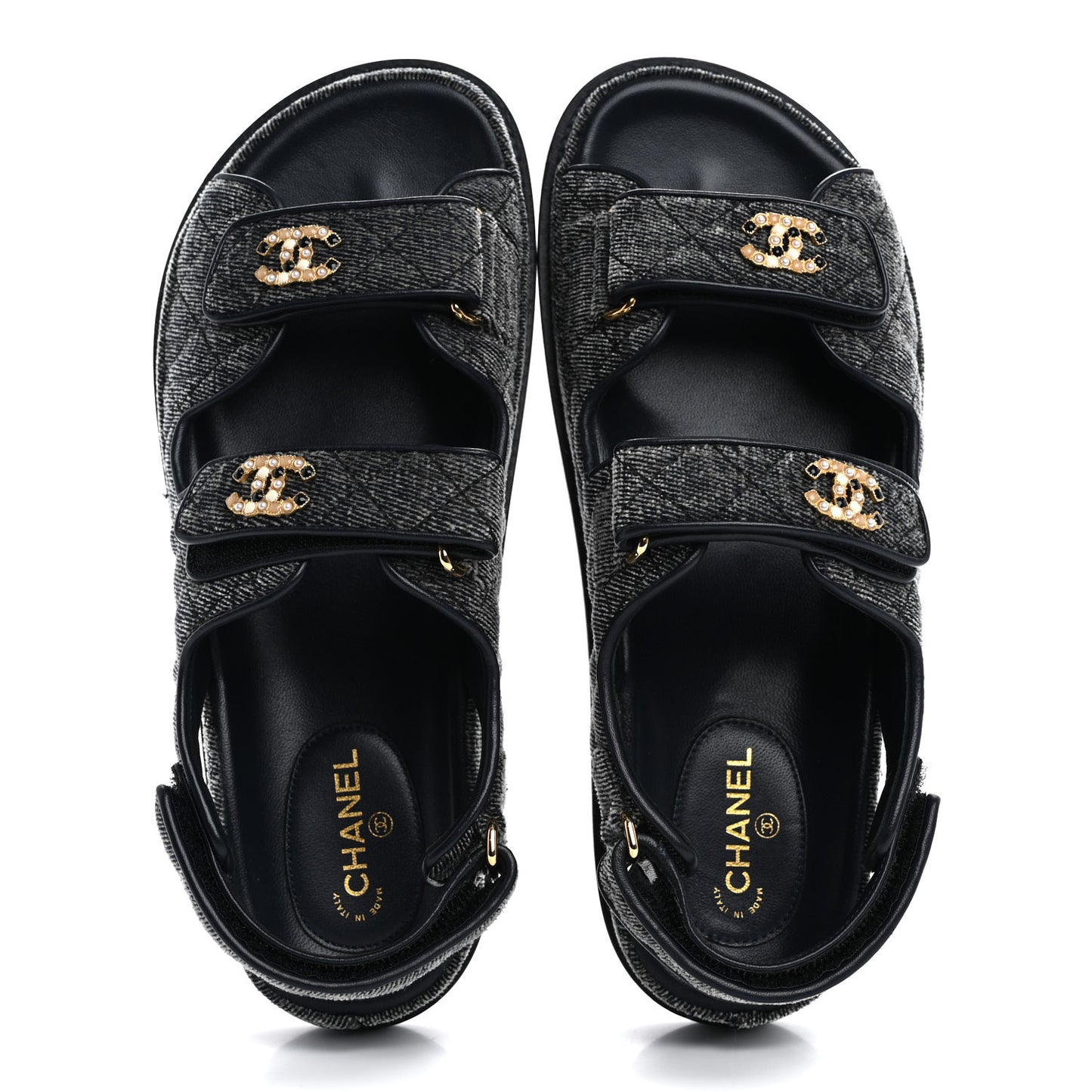 Velvet Velcro Dad Sandals 38.5 Grey