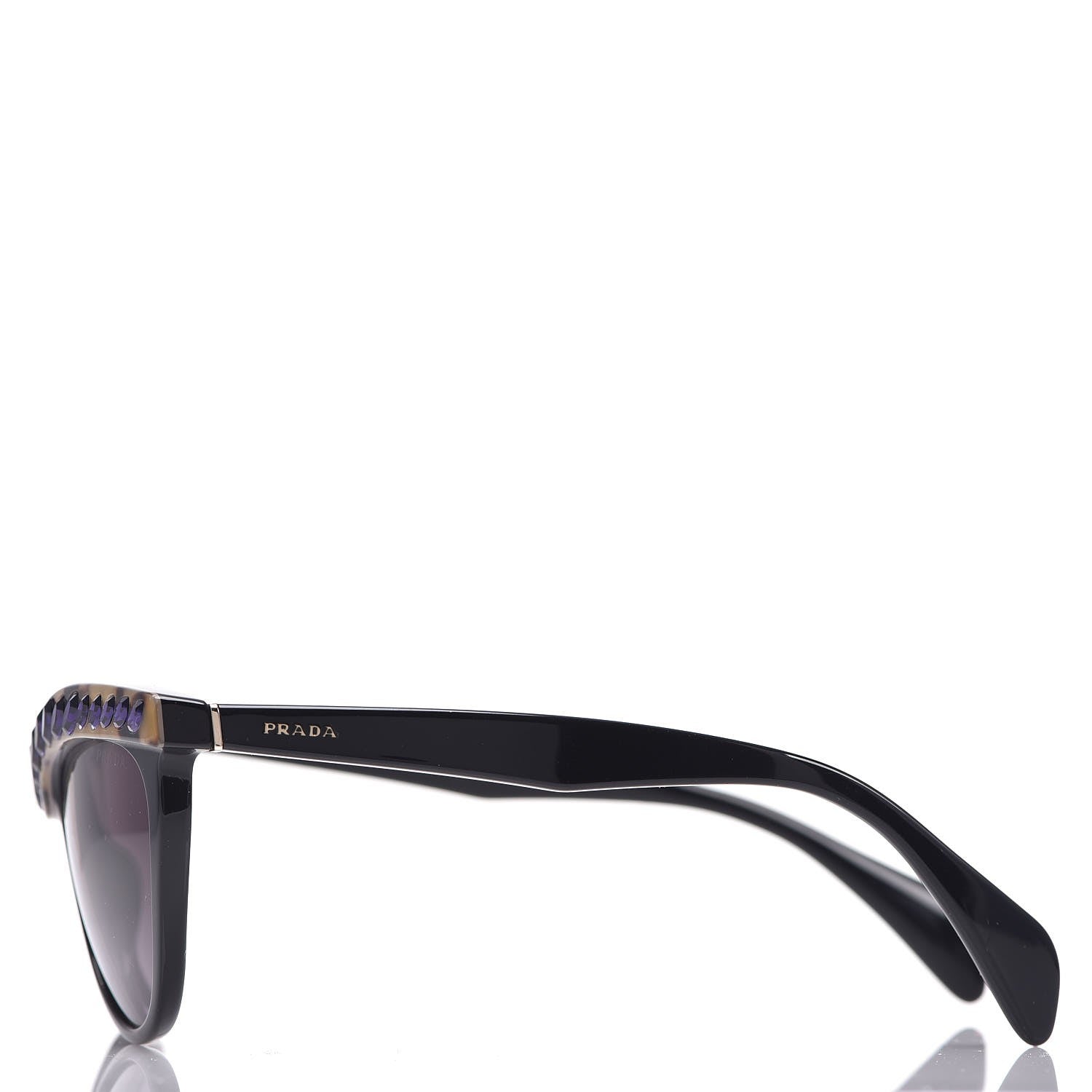 Prada Crystal Cat Eye Sunglasses SPR 04P Black Havana 3 of 8