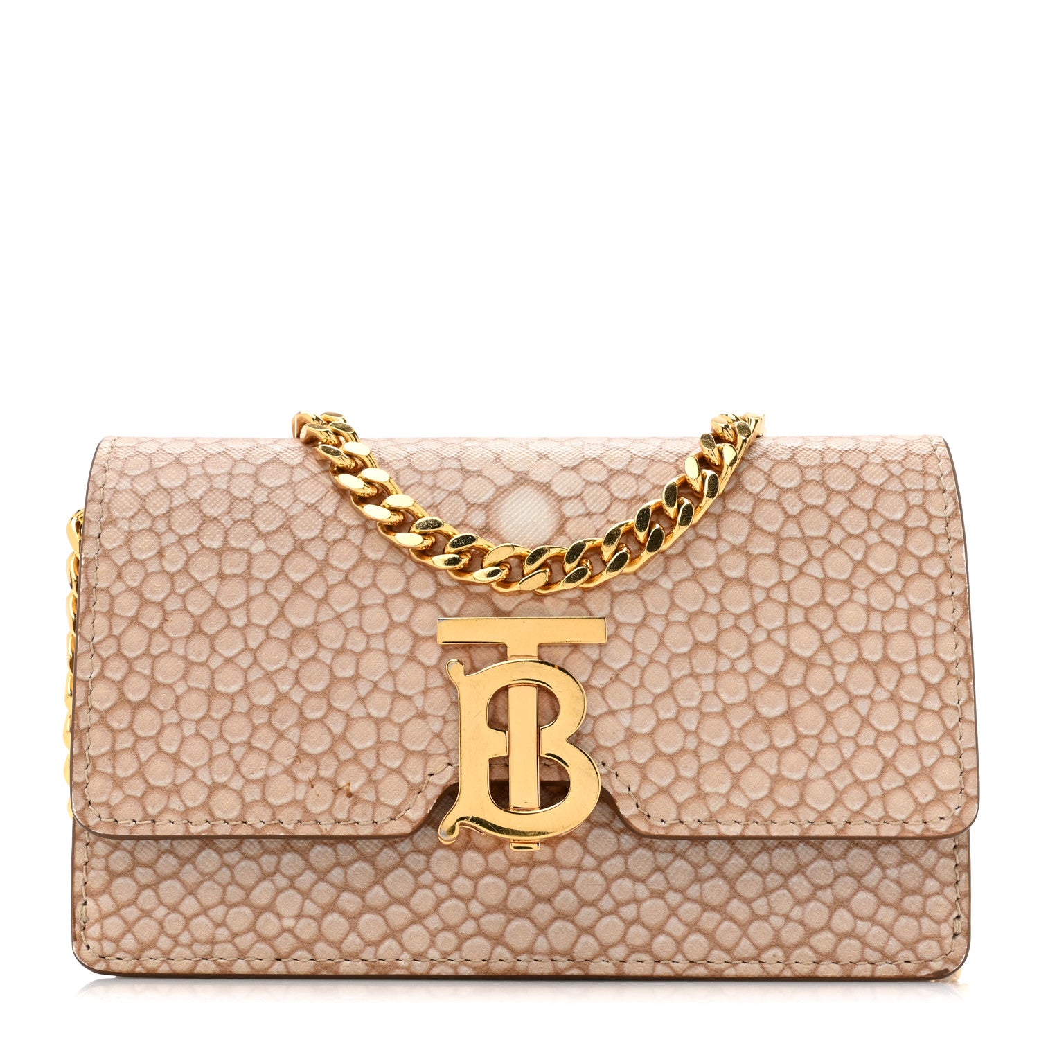 Burberry Calfskin Stingray Print Small TB Chain Bag Light Sand 1 of 15