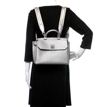 MCM Metallic Pebbled Calfskin Medium Milla Backpack Silver 3 of 11