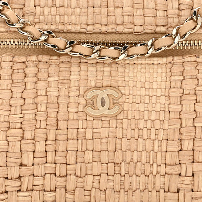 Chanel Braided Raffia Quilted Top Handle Slim Vanity Case With Chain Beige 8 of 11