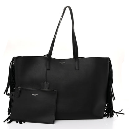 Saint Laurent Calfskin Large Fringe Shopping Tote Black 3 of 11