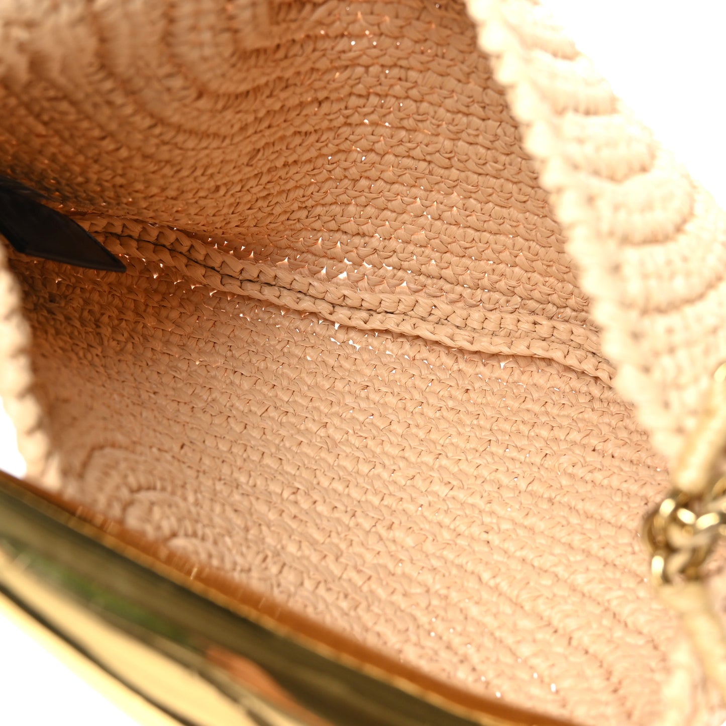 Raffia Crochet Sardine With Chain Bag Natural Fondant