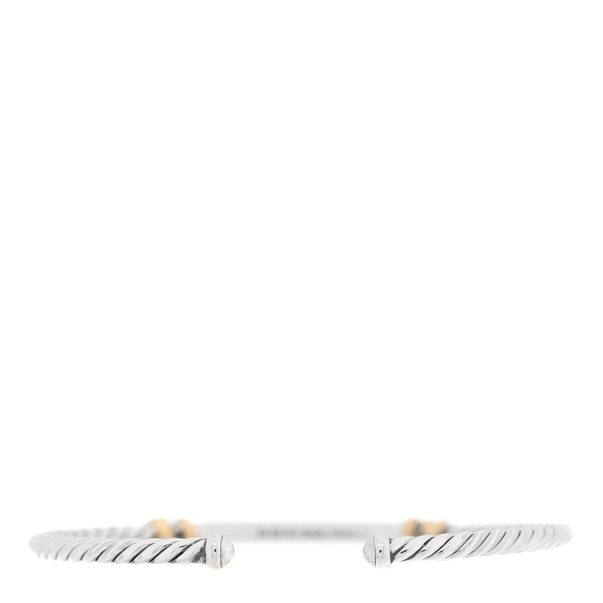 David Yurman Sterling Silver 18K Yellow Gold Diamond Petite Helena Classic Cable Station Bracelet 2 of 3
