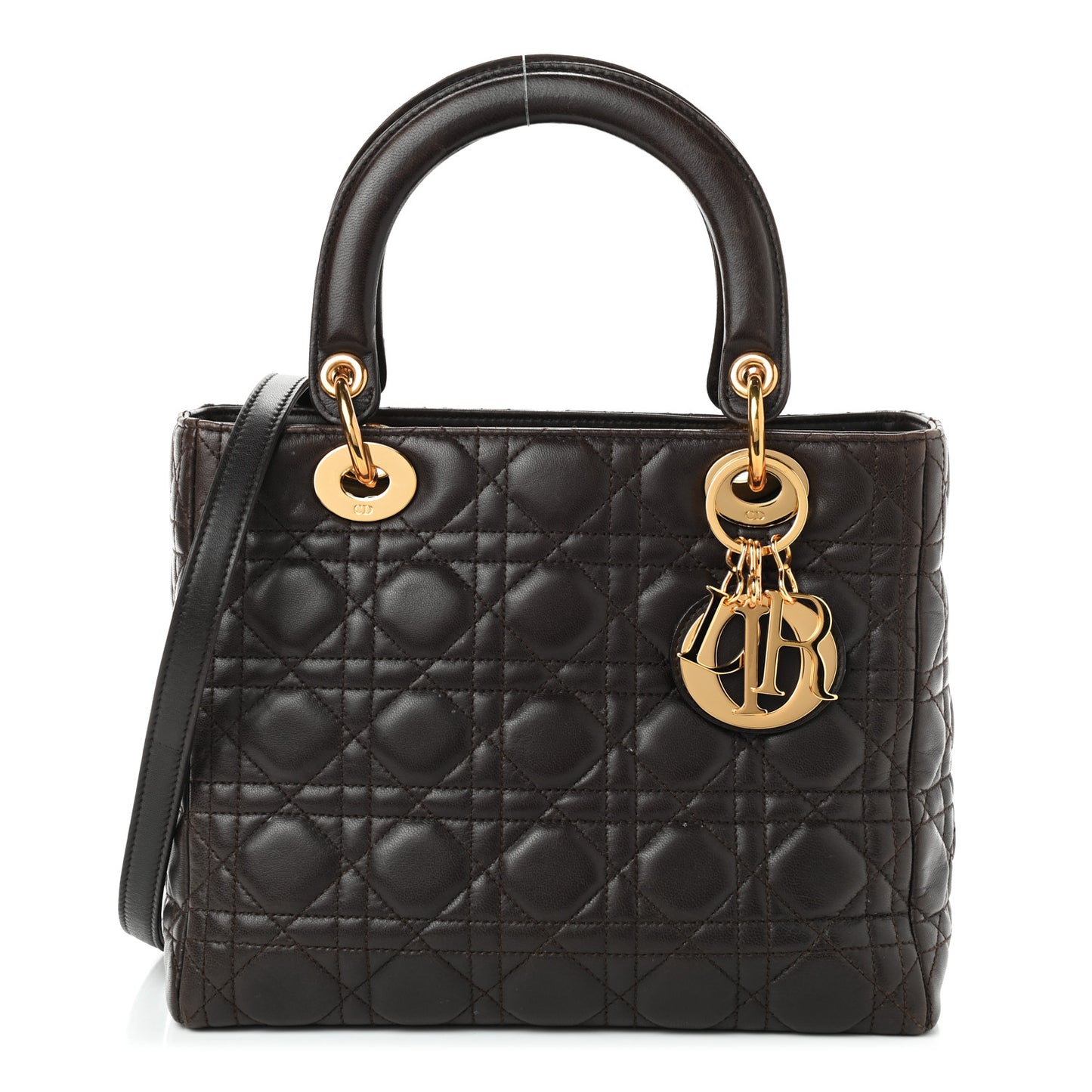 Lambskin Cannage Medium Lady Dior Dark Brown