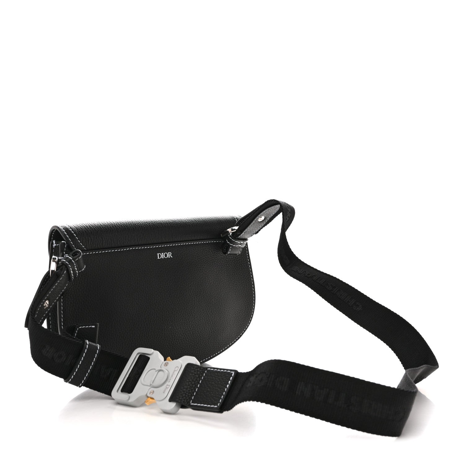 Christian Dior X KAWS Grained Calfskin Saddle Pouch Black 3 of 11
