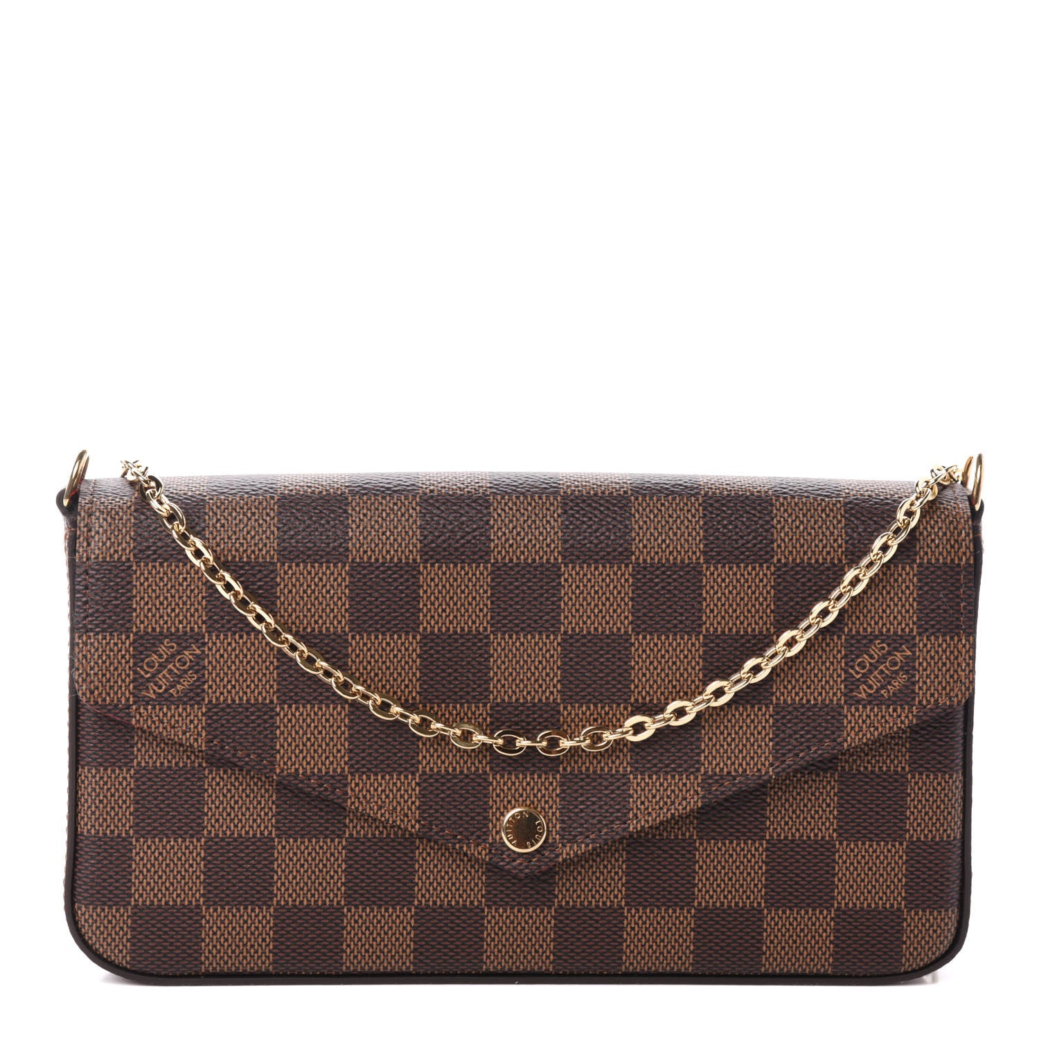 Louis Vuitton Damier Ebene Pochette Felicie Chain Wallet 1 of 9