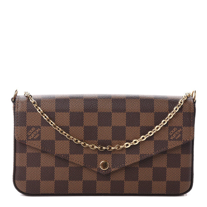 Louis Vuitton Damier Ebene Pochette Felicie Chain Wallet 1 of 9