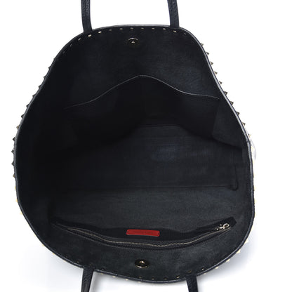 Valentino Garavani Grained Calfskin Rockstud Shoulder Tote Black 5 of 10