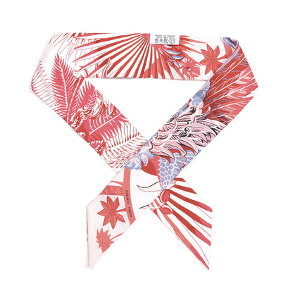 Hermes Silk Mythiques Phoenix Coloriages Twilly Blanc Corail Blue Jean 1 of 5