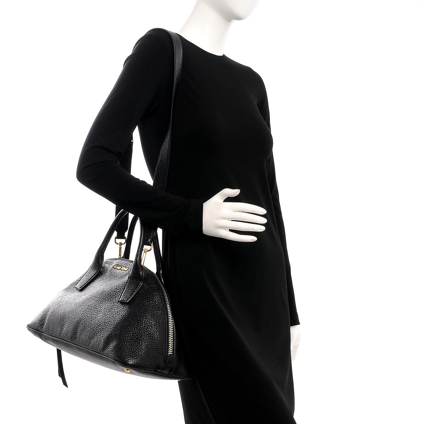 Goatskin Madras Bauletto Top Handle Tote Nero Black