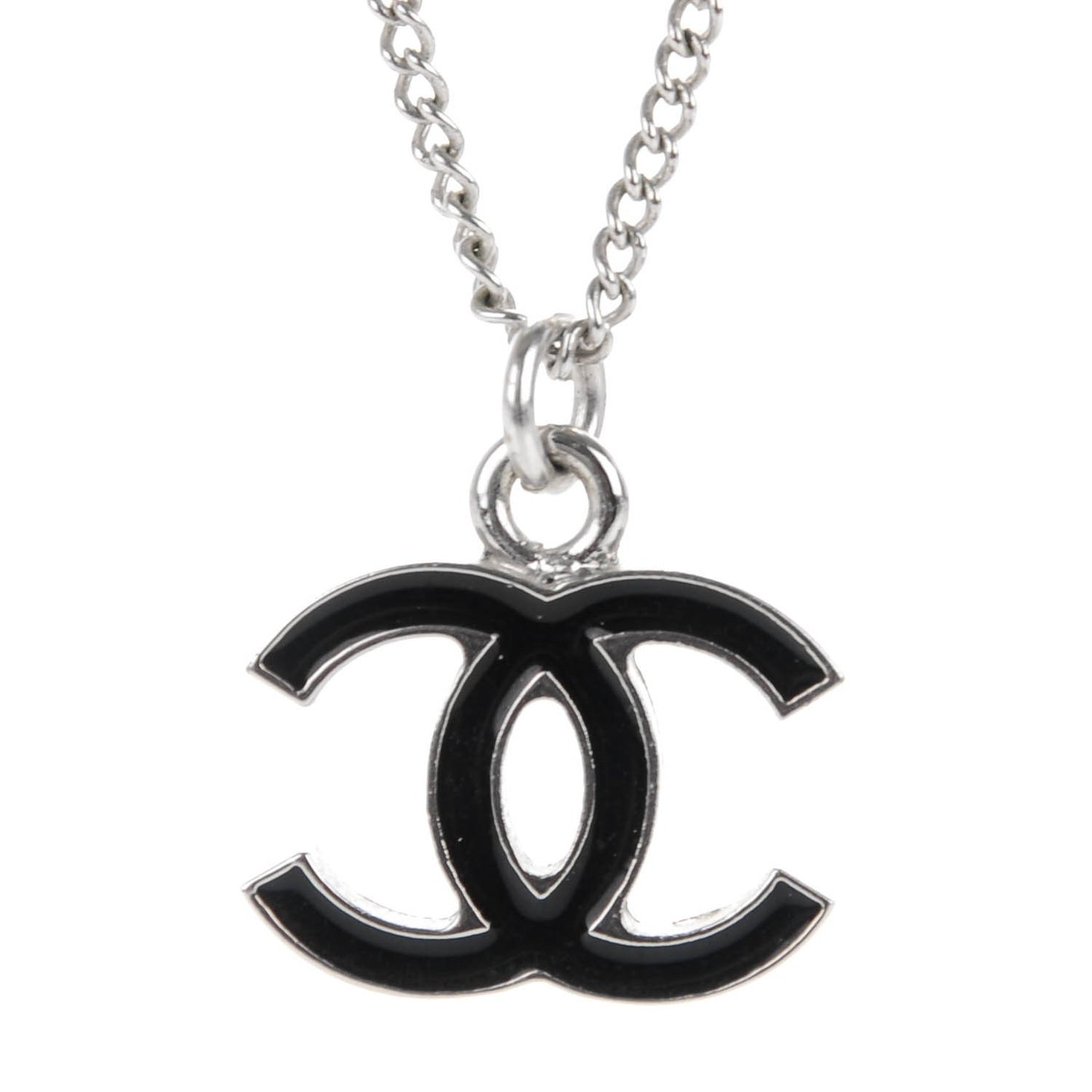 Enamel CC Necklace Black