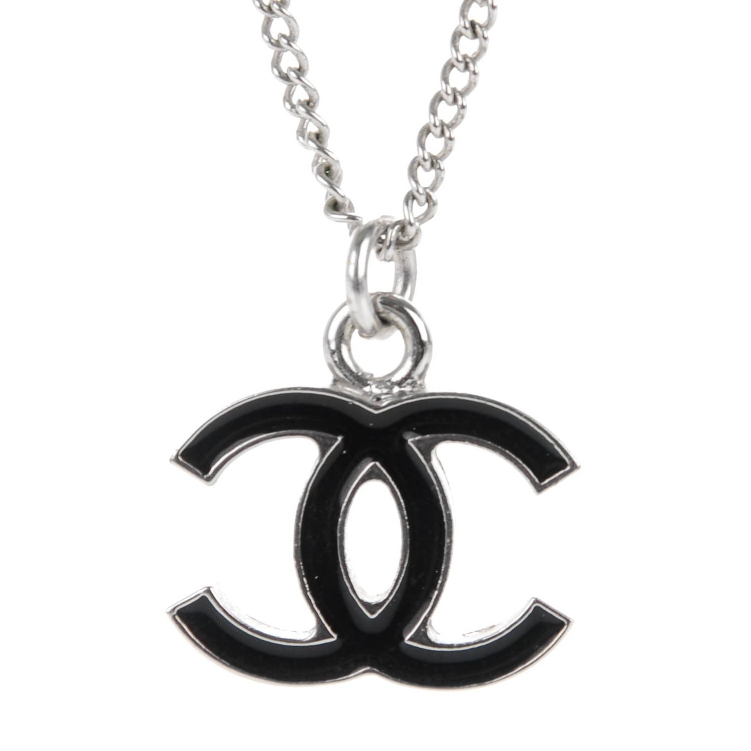 Chanel Enamel CC Necklace Black 3 of 4