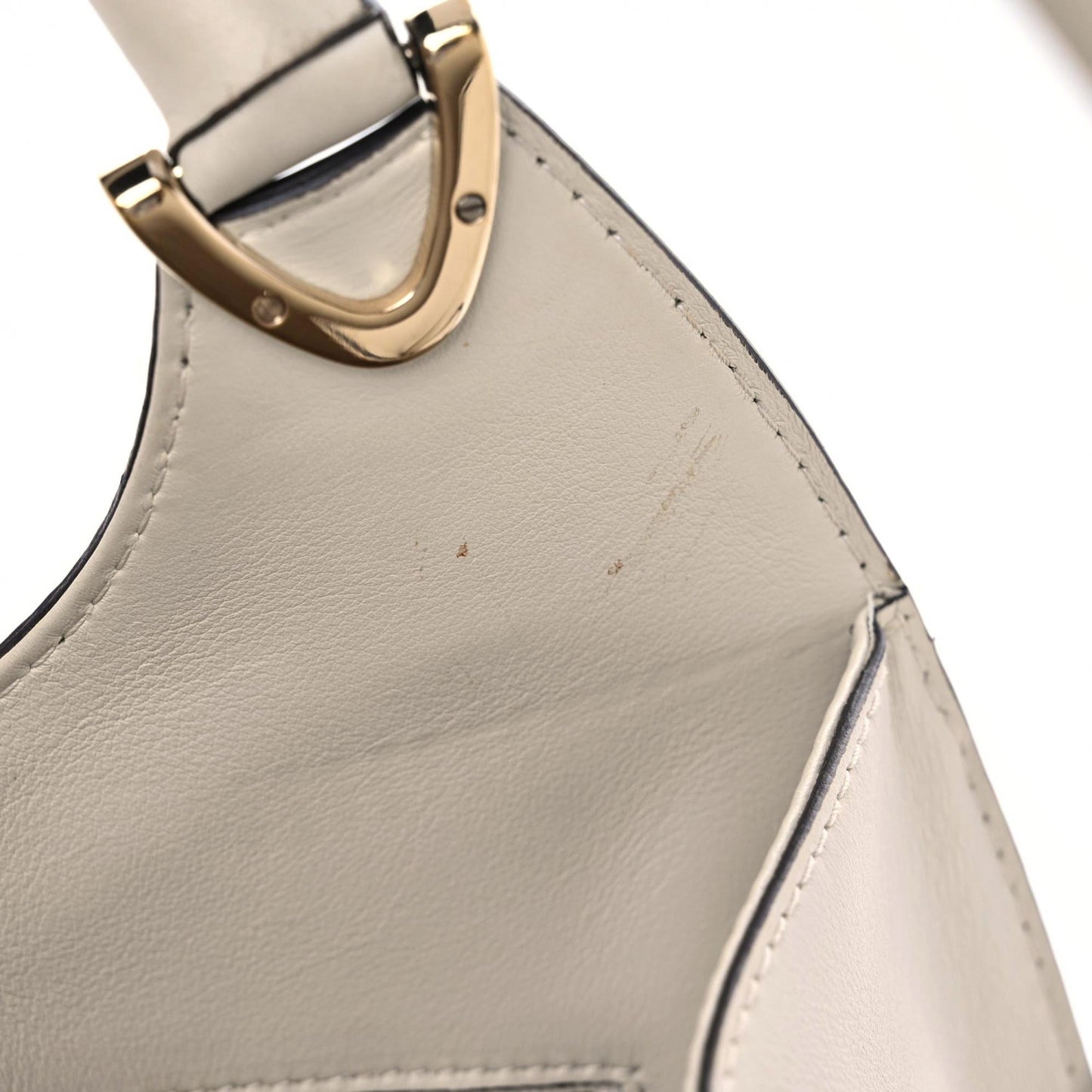 Calfskin Medium Stirrup Top Handle Bag White