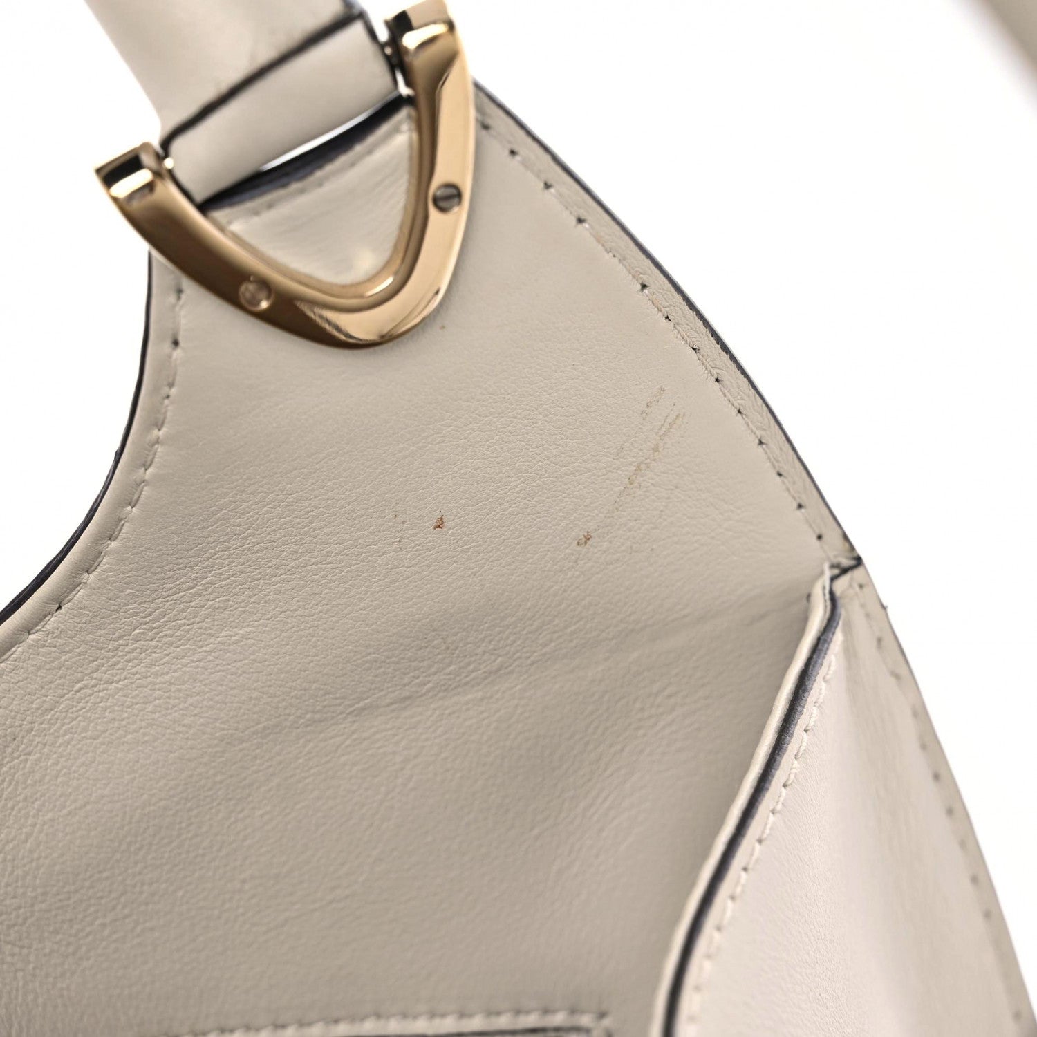 Gucci Calfskin Medium Stirrup Top Handle Bag White 8 of 20