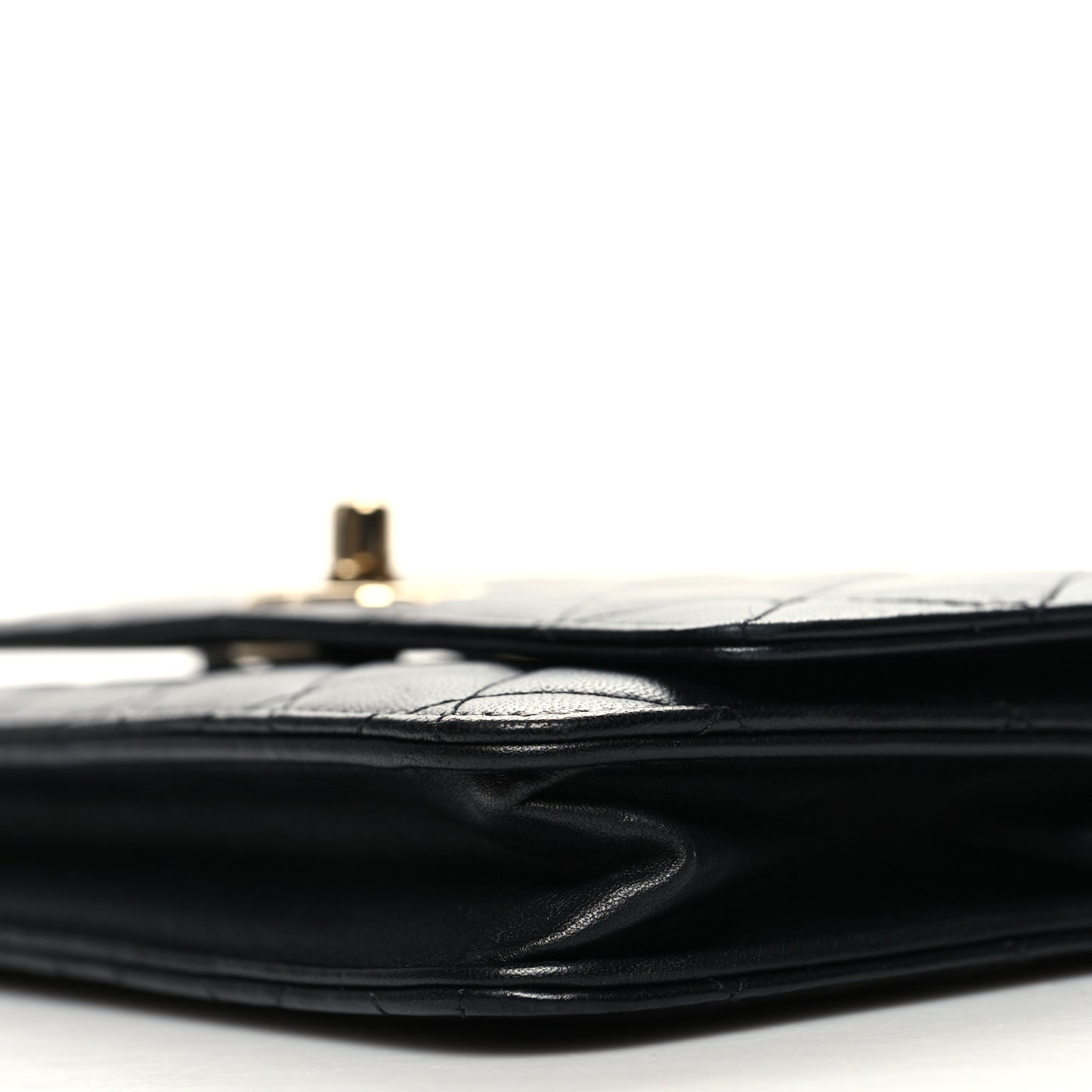 Lambskin Quilted Trendy CC Wallet On Chain WOC Black