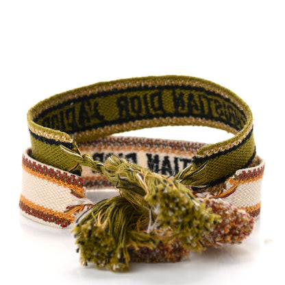 Christian Dior Woven Cotton J'Adior Friendship Bracelet Set Kaki Multicolor 3 of 3