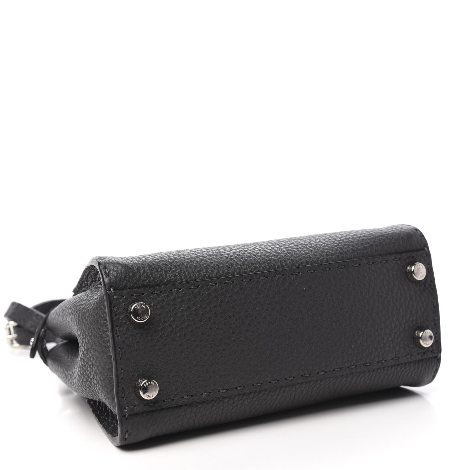 Fendi Cuoio Romano Selleria Bi-Color Mini Peekaboo Iconic Satchel Asfalto Latte 4 of 10