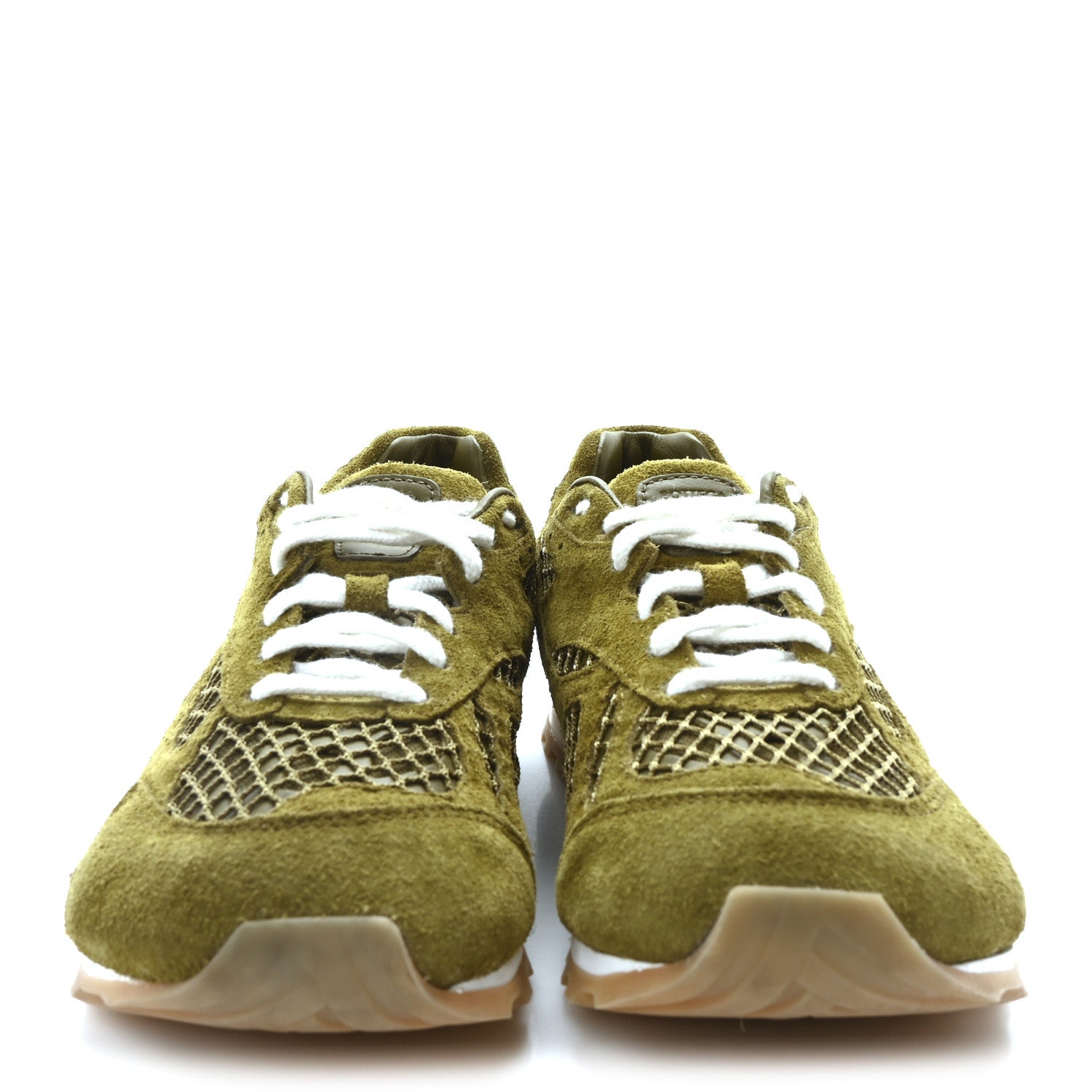 Bottega Veneta Calfskin Fishnet Fabric Orbit Sneakers 37 Olive Oil 3 of 9