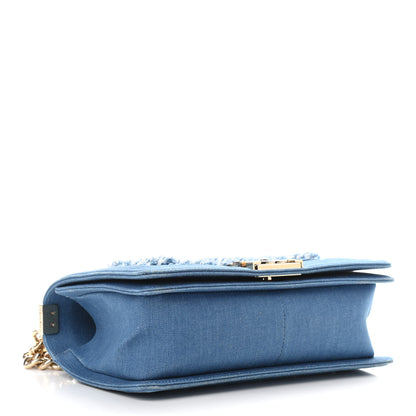 Chanel Denim Pleated Medium Boy Flap Light Blue 4 of 10