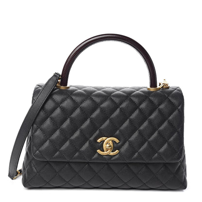 Chanel Caviar Lizard Embossed Quilted Small Coco Handle Flap Black 1 of 11