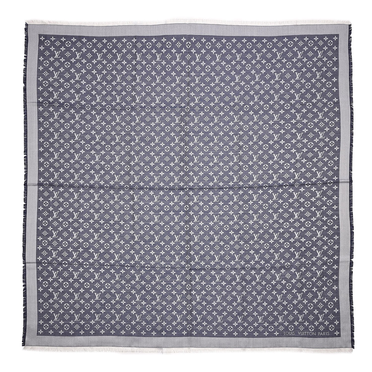 Louis Vuitton Silk Wool Monogram Denim Shawl Blue 1 of 4