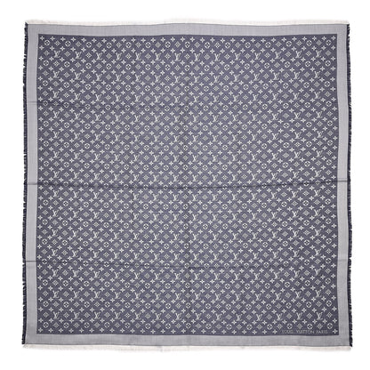 Louis Vuitton Silk Wool Monogram Denim Shawl Blue 1 of 4