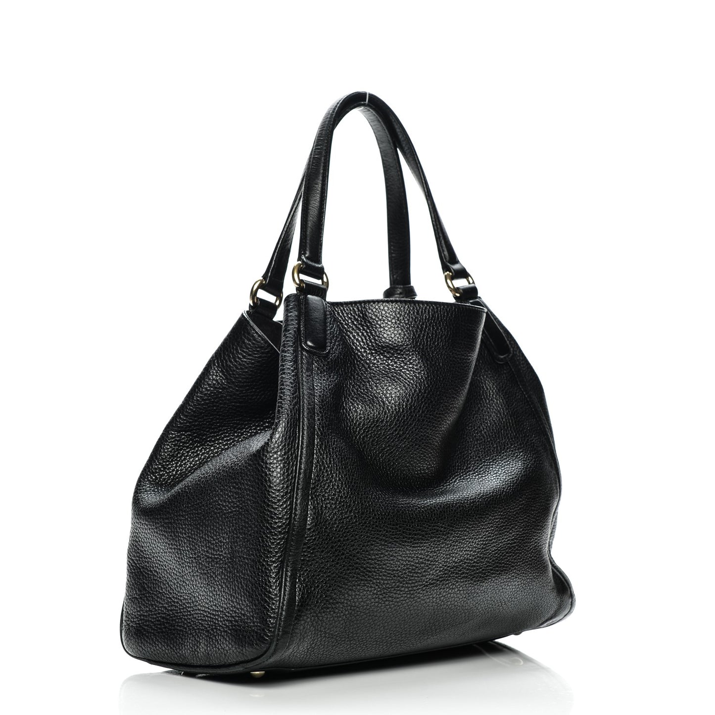 Pebbled Calfskin Medium Soho Shoulder Bag Black