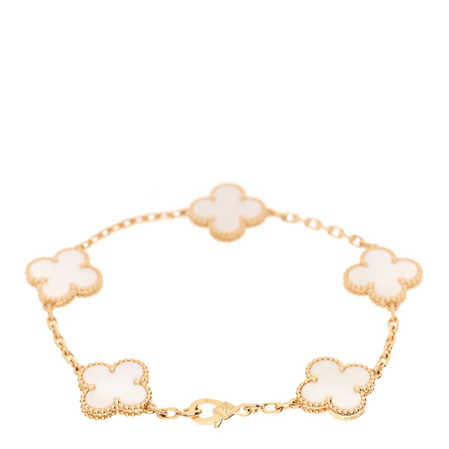 18K Yellow Gold Mother of Pearl 5 Motifs Vintage Alhambra Bracelet