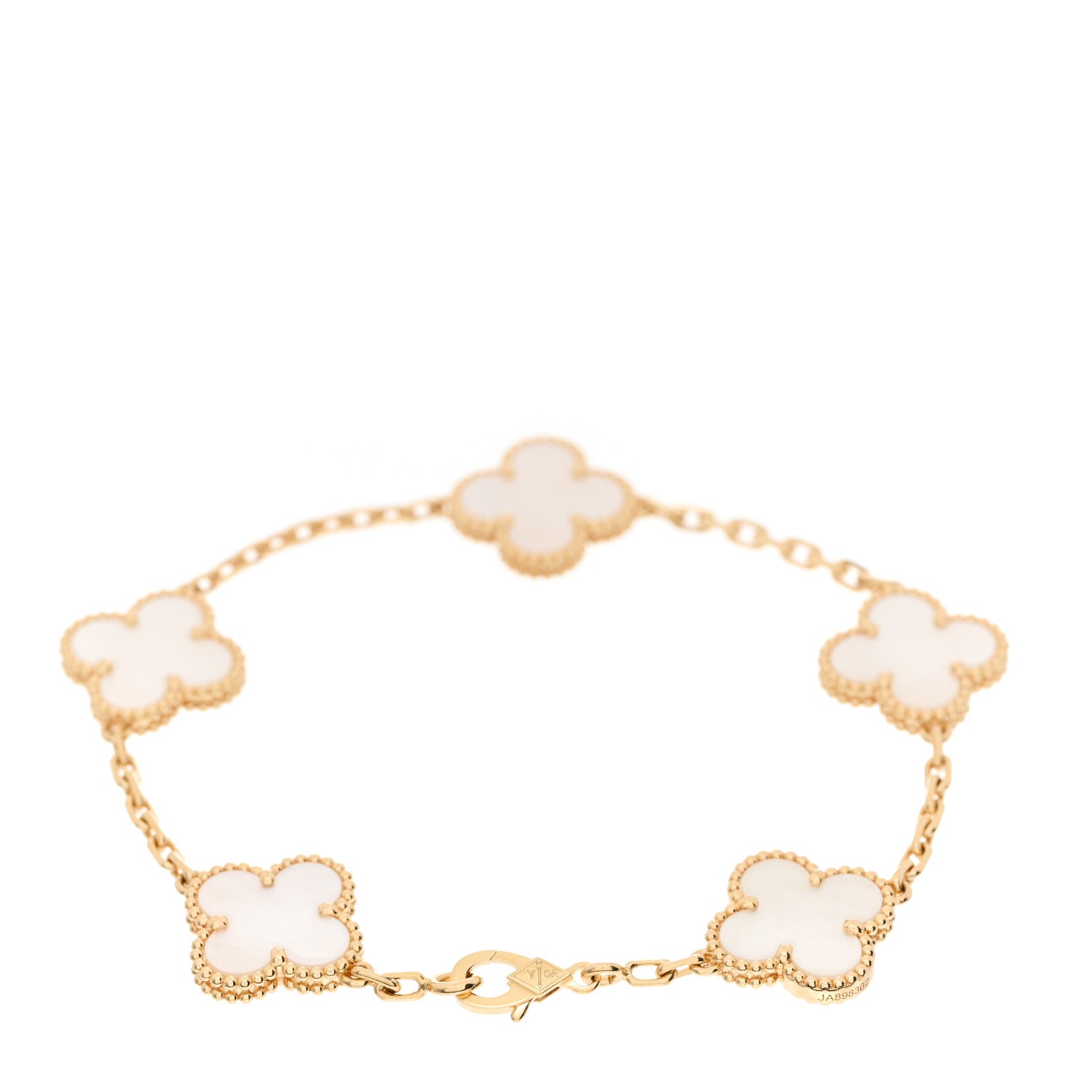 Van Cleef & Arpels 18K Yellow Gold Mother of Pearl 5 Motifs Vintage Alhambra Bracelet 5 of 6