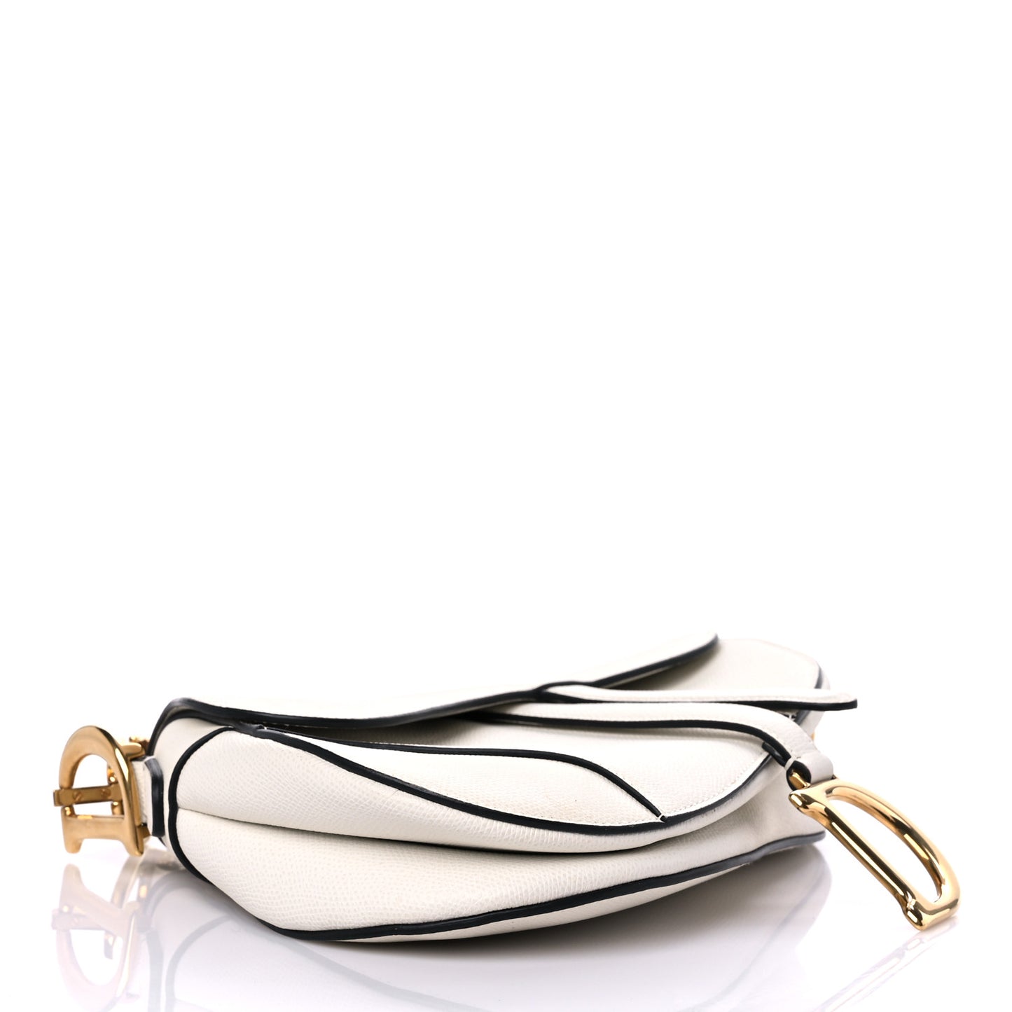 Grained Calfskin Saddle Bag White