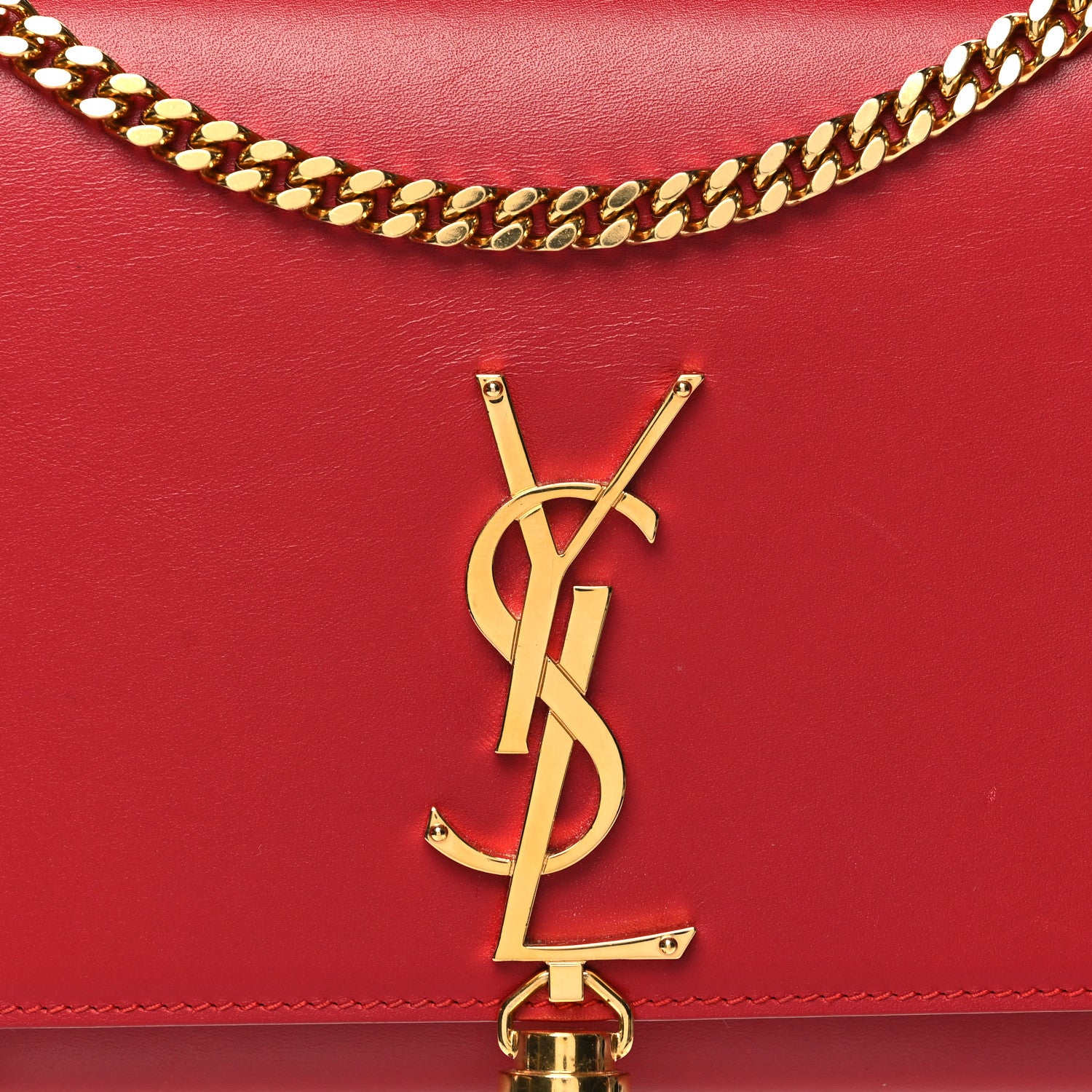 Saint Laurent Smooth Calfskin Medium Classic Monogram Kate Tassel Satchel Lipstick Red 7 of 10