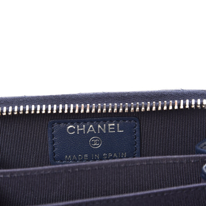 Chanel Lambskin Quilted Zip Around Coin Purse Wallet Blue 6 of 8