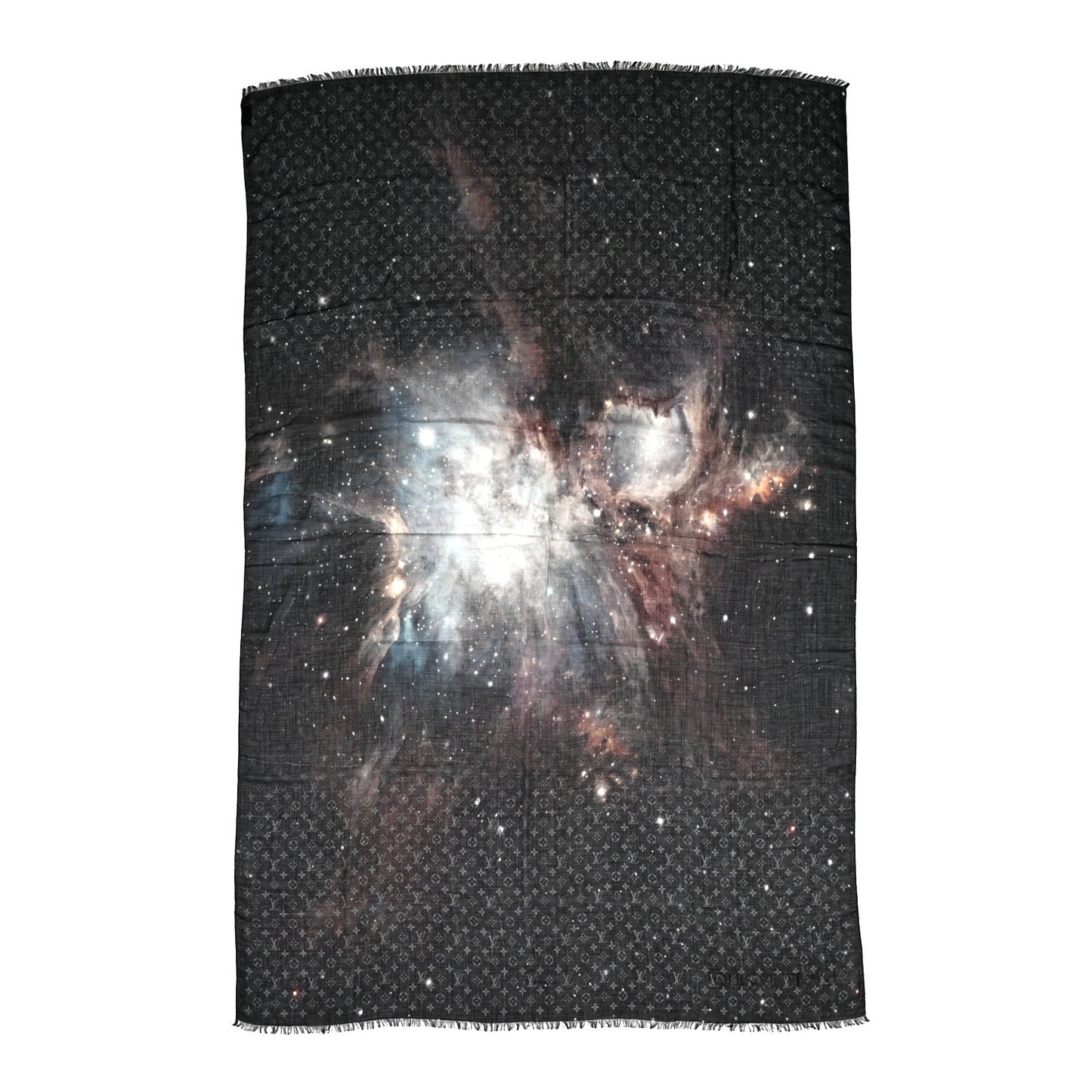 Silk Cashmere Monogram Galaxy Shawl Black Multicolor