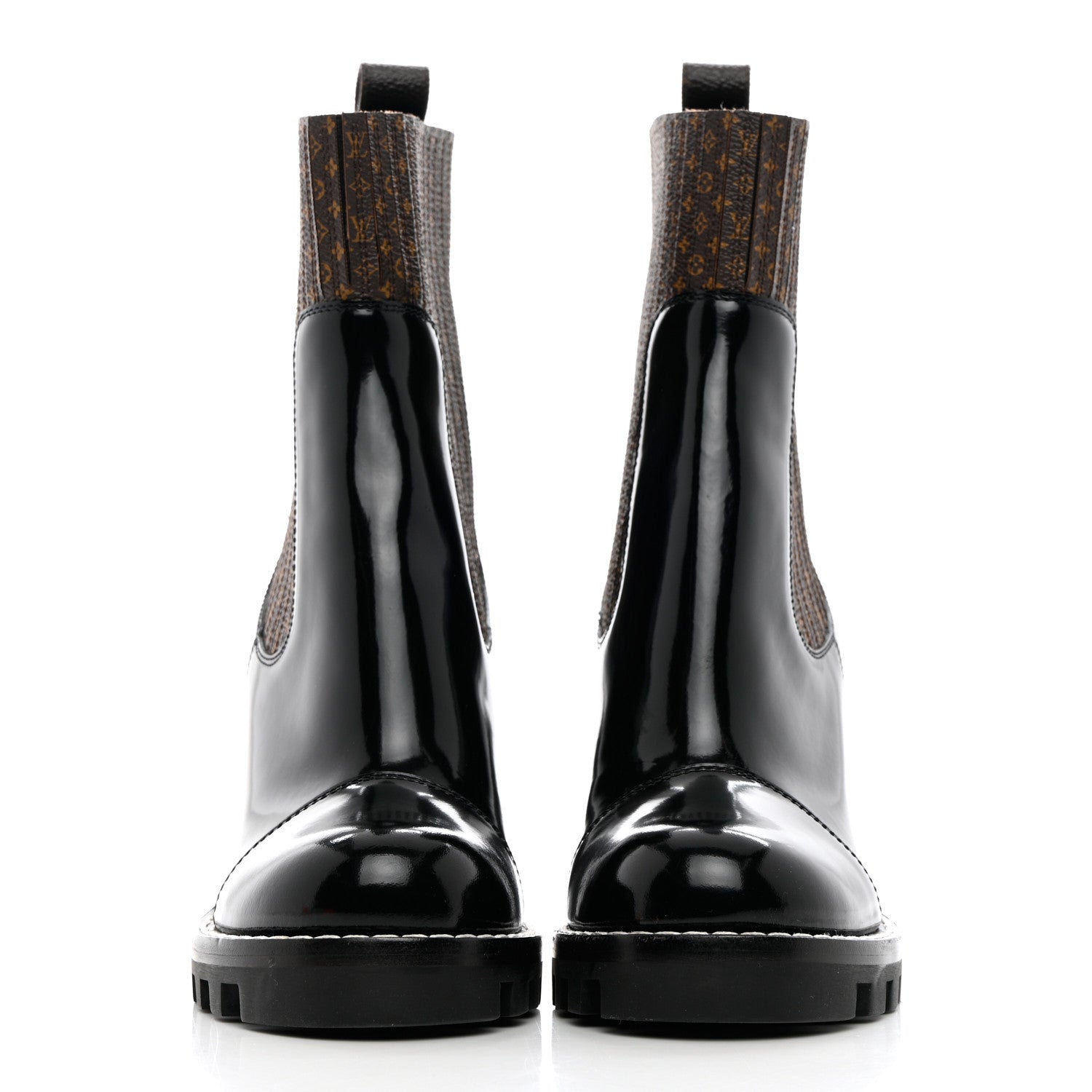 Louis Vuitton Patent Nano Monogram Ankle Star Trail Boots 36 Black 2 of 16